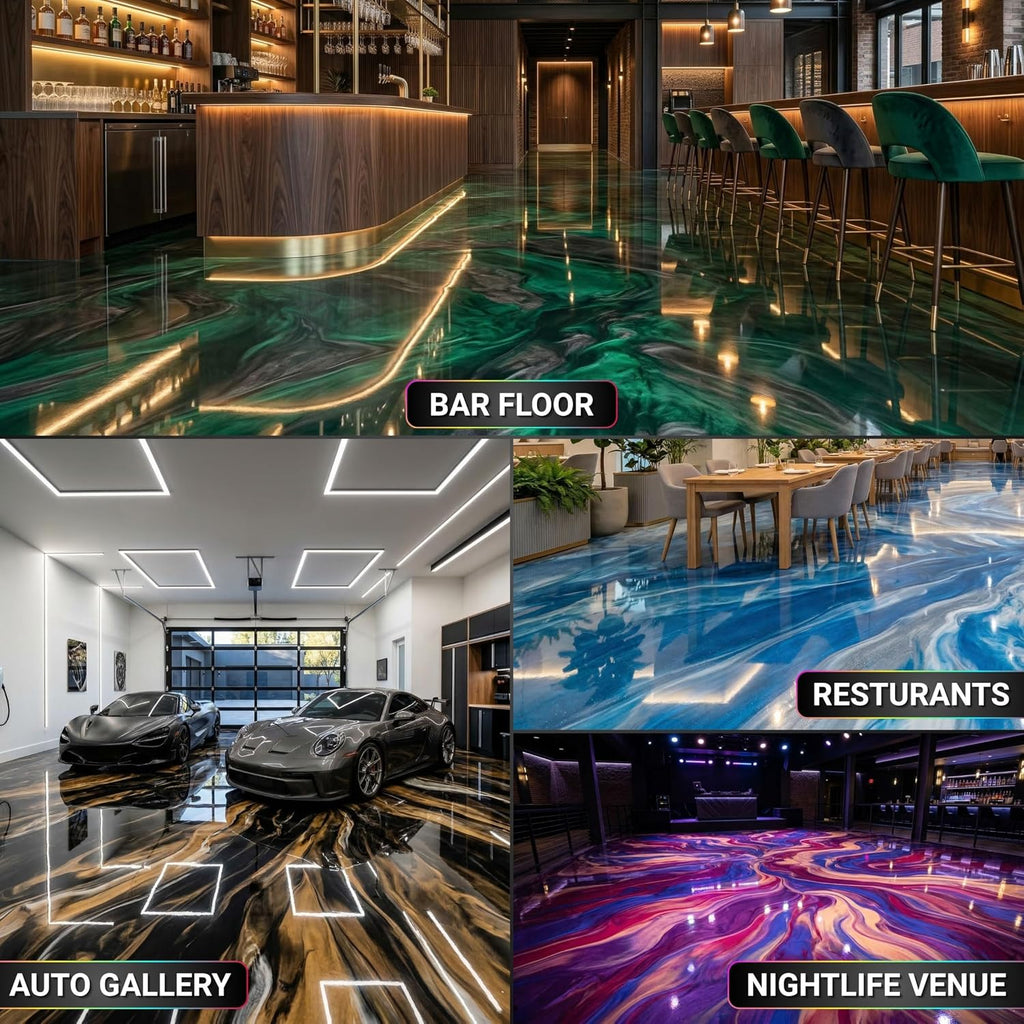 PCP Metallic epoxy floors in high-end commercial and residential spaces