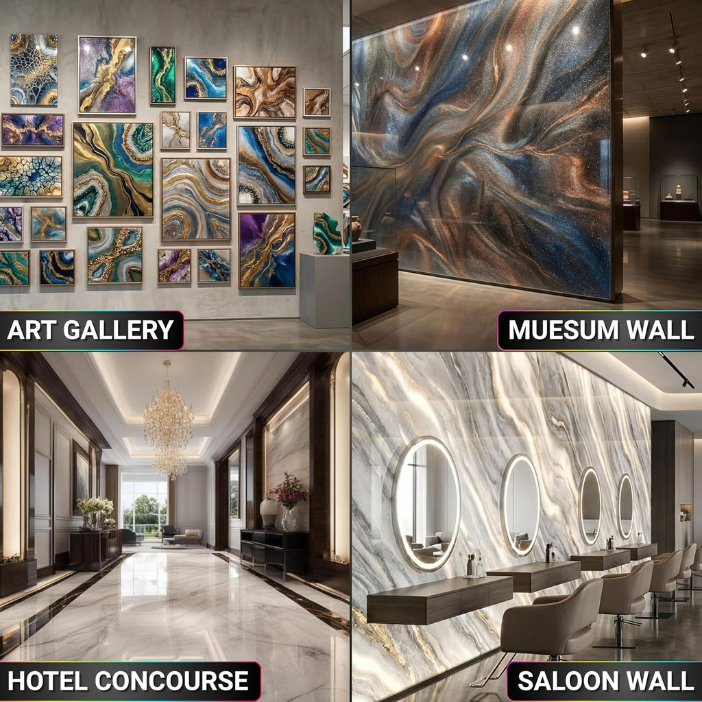 PCP Metallic wall coatings in galleries, museums, hotels, and salons