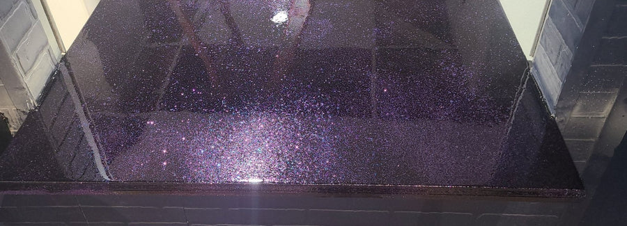 Purple galaxy metallic epoxy countertop
