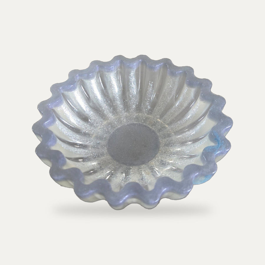 Pearl shimmer fluted resin bowl