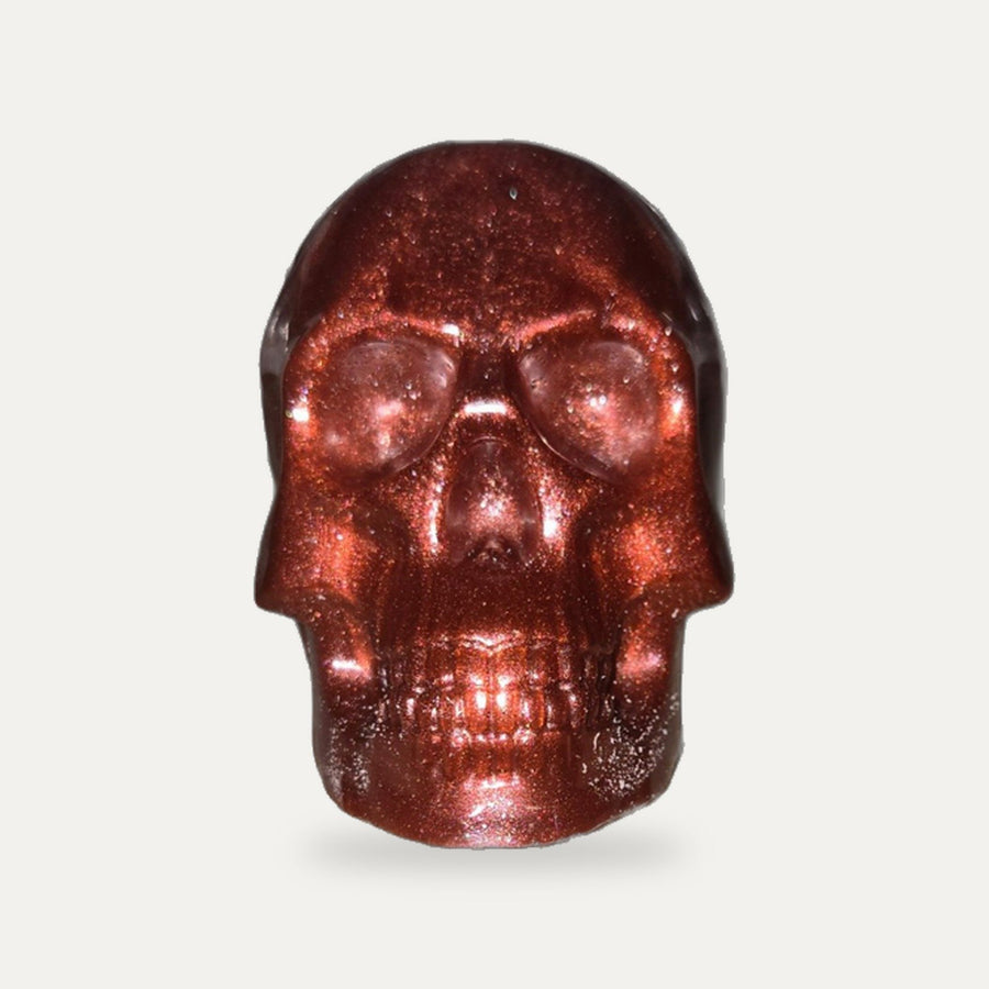 Cranberry metallic resin skull