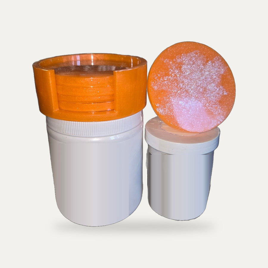 Orange and Pearl coaster set