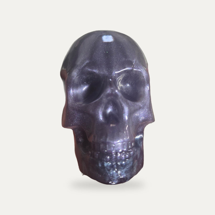 Pearlescent purple resin skull