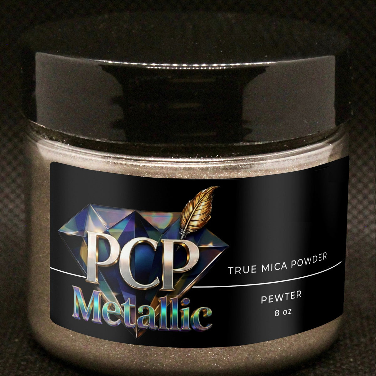 PCP Metallic Mica Powder - Pewter, 8 oz jar